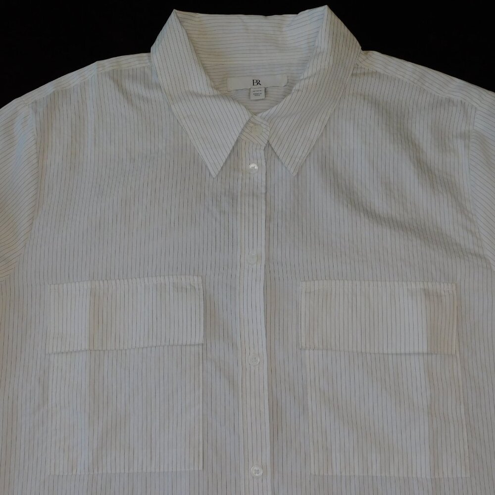 Banana Republic Long Sleeve Fluid Utility Blouse | Pinstripe | 2024 | GUC | XXL
